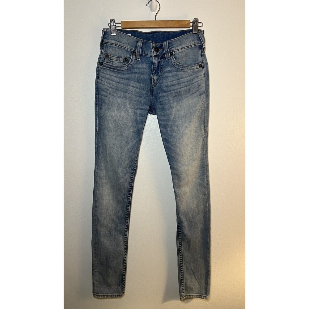 True Religion Rocco Jeans Blue Medium Wash Relaxed Skinny Fit Ankle Womens 28